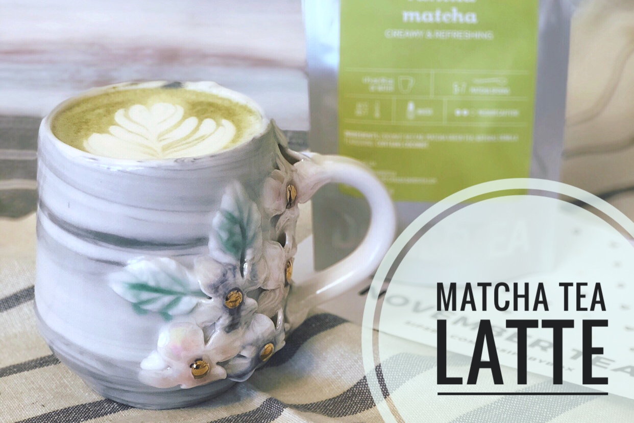 Vanilla Matcha tea Latte from White Peach Pottery