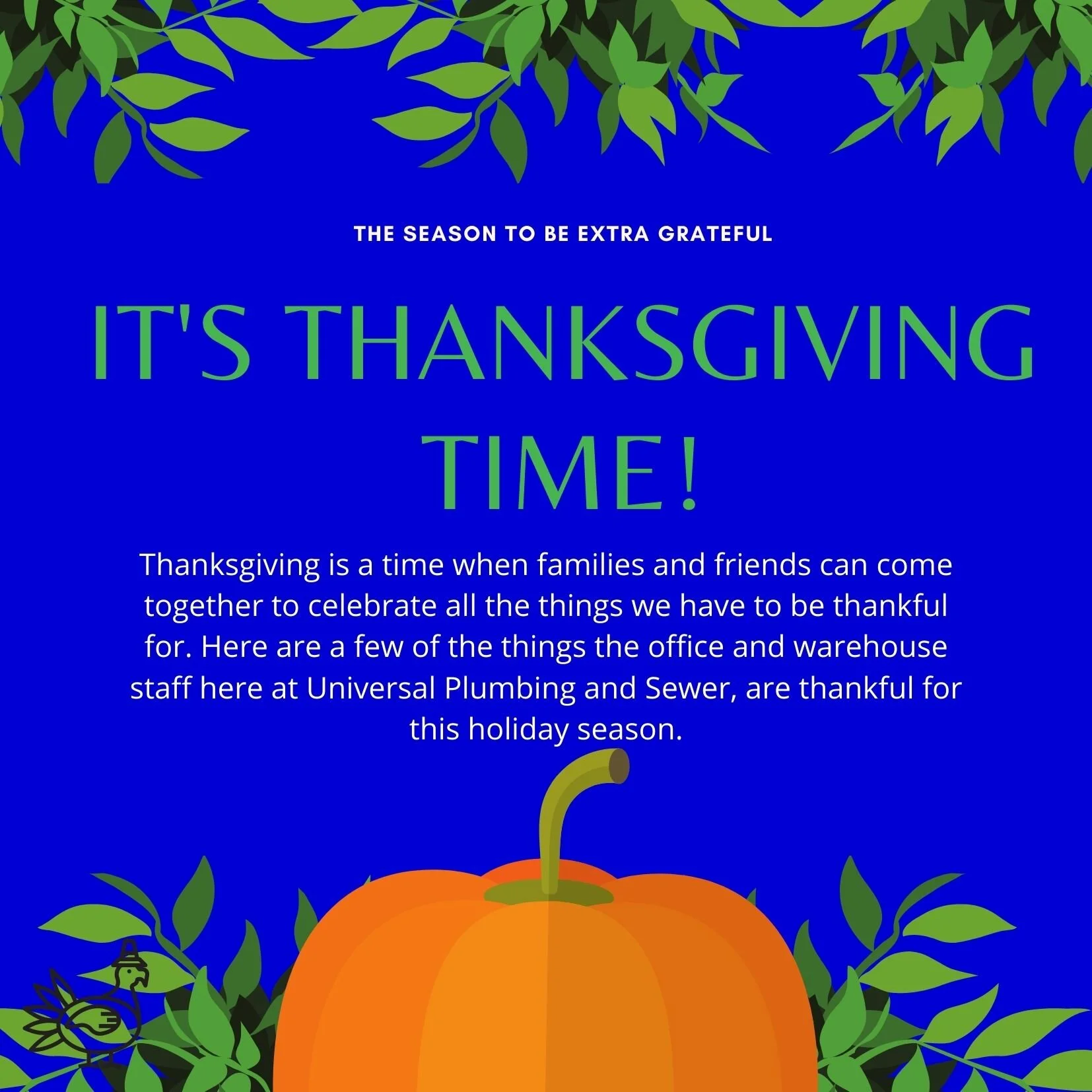 Blue Illustrated Leaves Pumpkin Thanksgiving Invitation.jpg