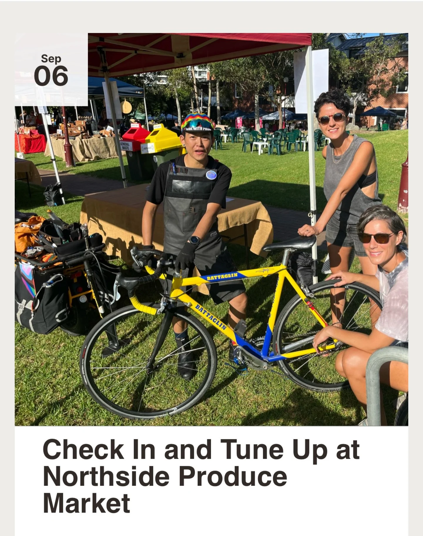 Free tune-ups &amp; bike advice at @nthsydmkts 
Big thanks to @north.sydney for supporting riders and the wider community.

We&rsquo;re proud to help create a market space where riding is encouraged &mdash; fewer cars make the market more enjoyable f
