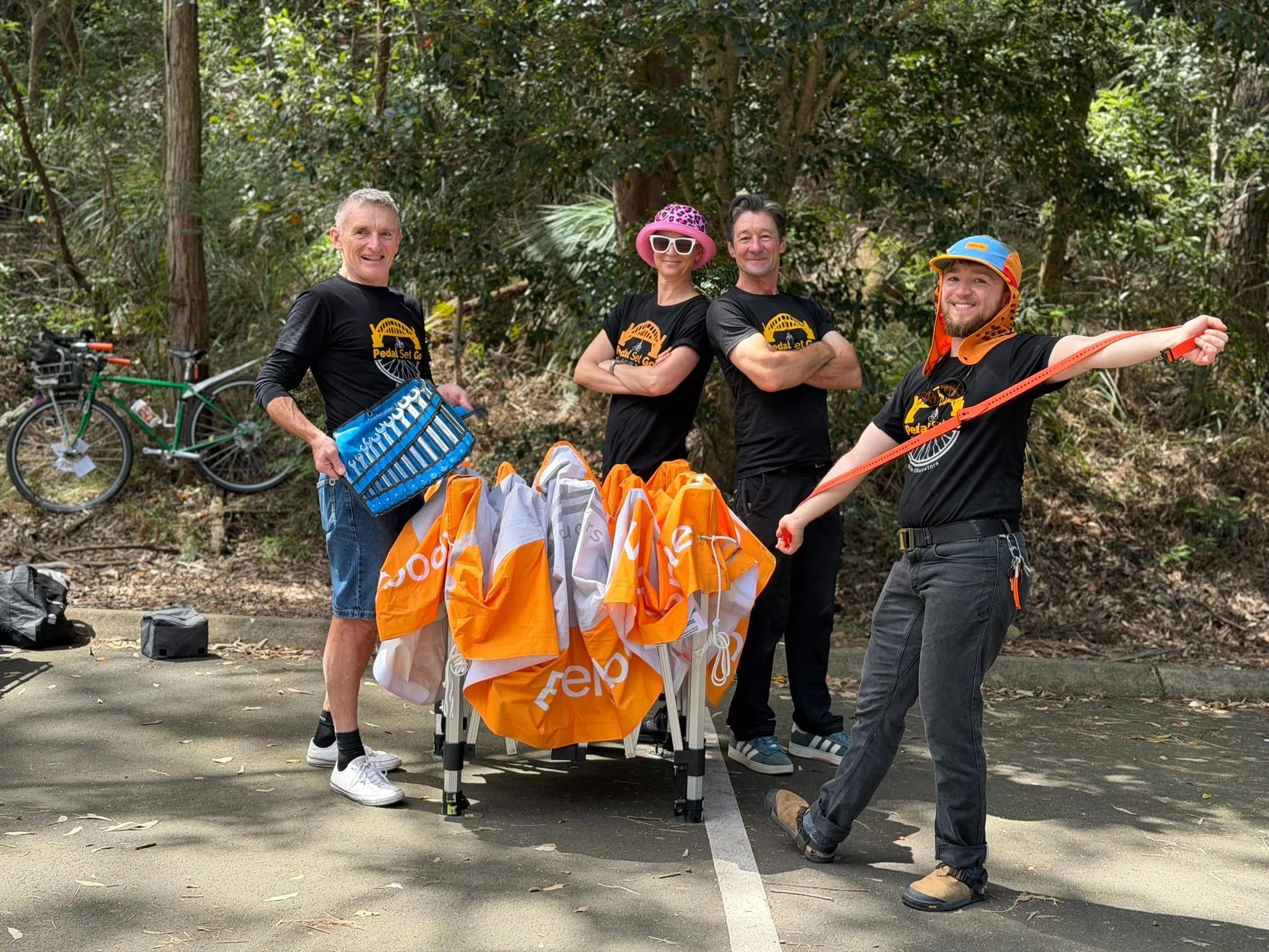 We take bike education seriously.

Our team photos are another matter.

A few of the people behind Pedal Set Go, with tools, a marquee and no shortage of personality.

We often share the people learning and riding with us. This time, a little appreci