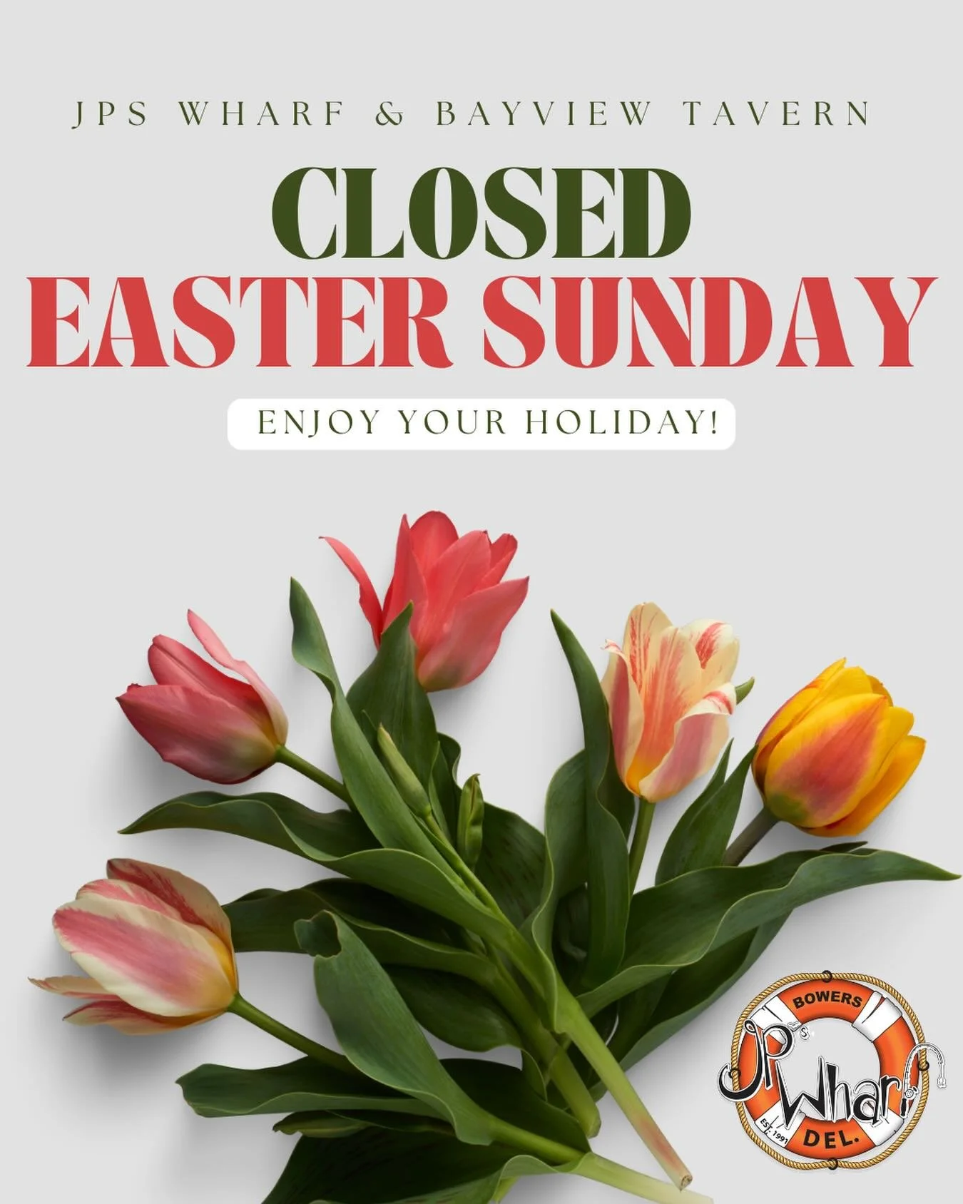We will be closed Sunday, April 5th, so our staff can spend time with their friends &amp; family for Easter!! Looking like a beautiful week, we&rsquo;ll see you tomorrow!! 🌷☀️