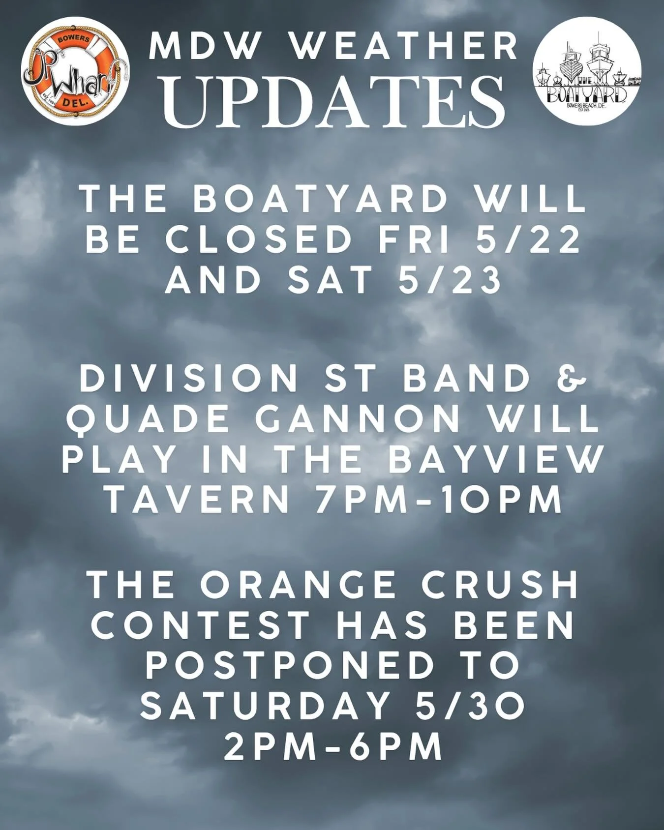 We HATE to see this kind of weather on Memorial Day Weekend!! But the festivities will go on at the Bayview Tavern, kicking off the weekend with Division St Band tonight from 7pm-10pm!! 🎸🎸
