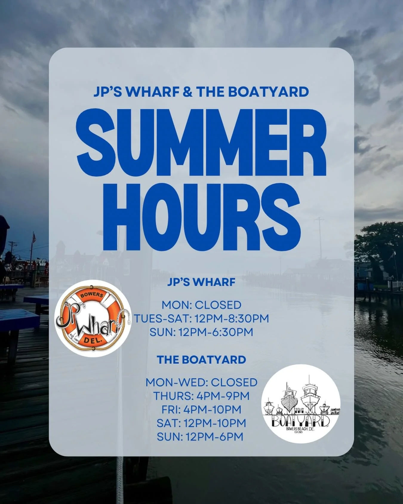 Summer hours begin this week!! Can&rsquo;t wait for this weather to clear up! ☀️