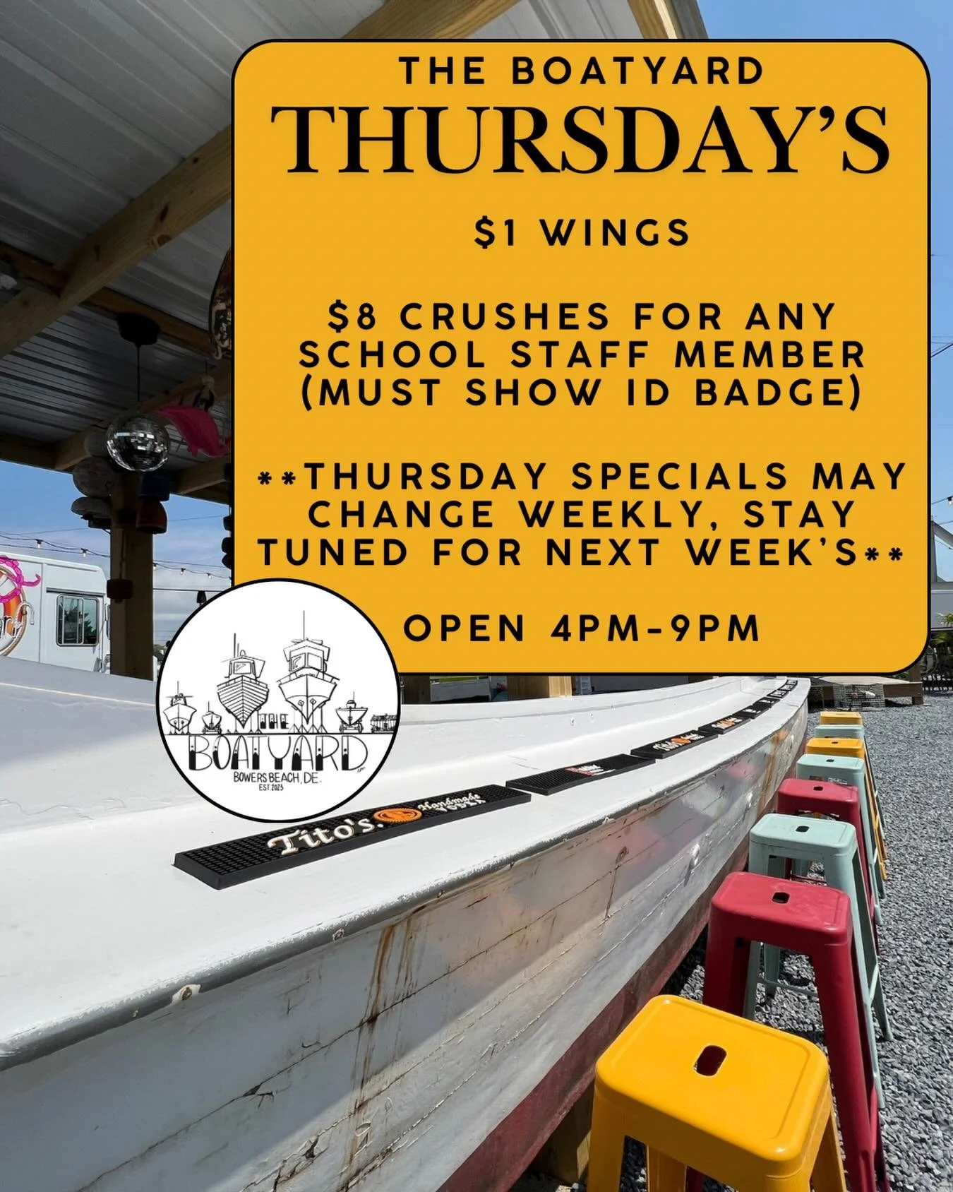 Thursdays in The Boatyard!! ⚓️ See you tomorrow at 4pm!!