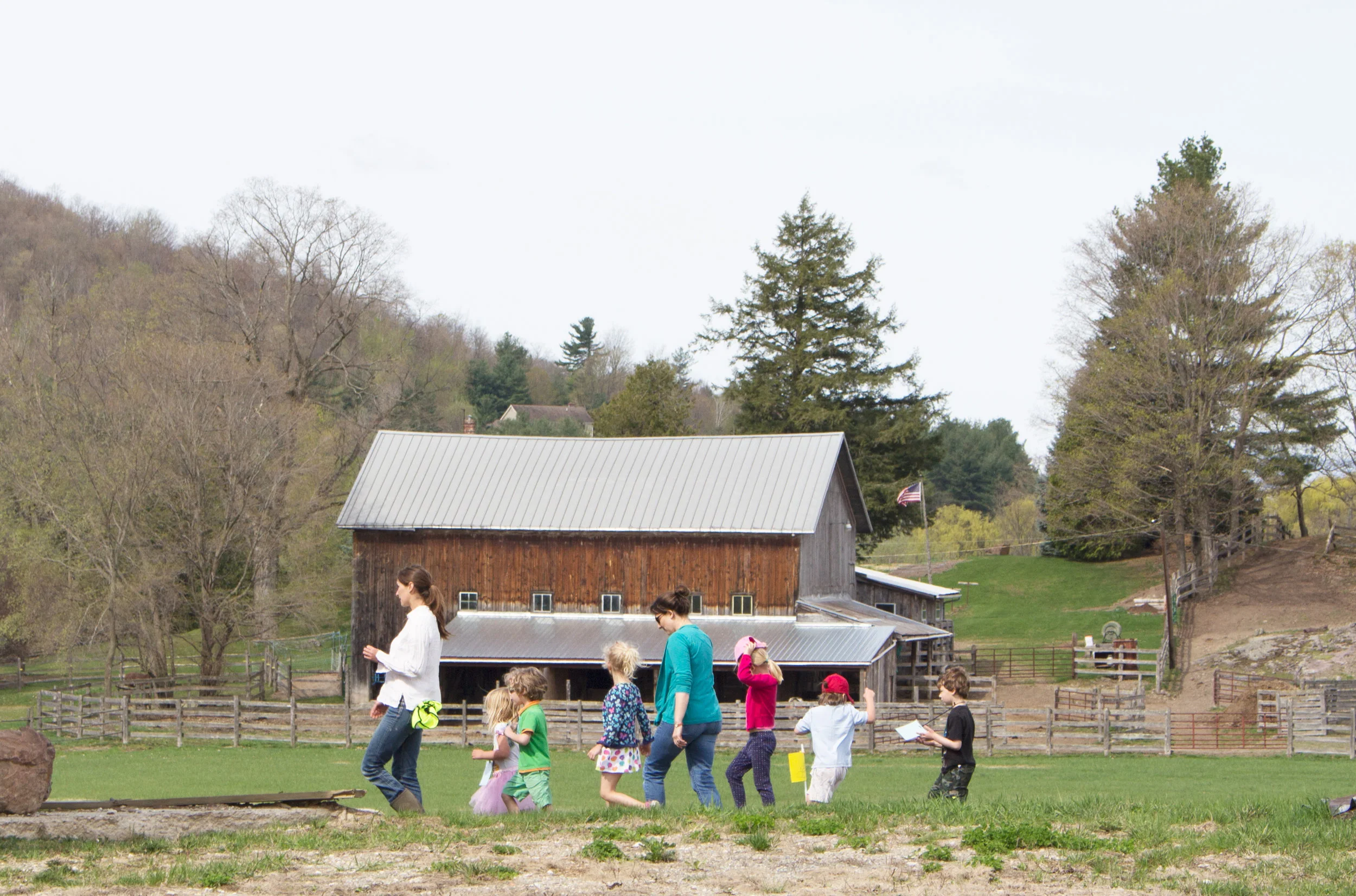 Vera Simon-Nobes leading some of our first farm tours with the students at the Charlotte Central School.