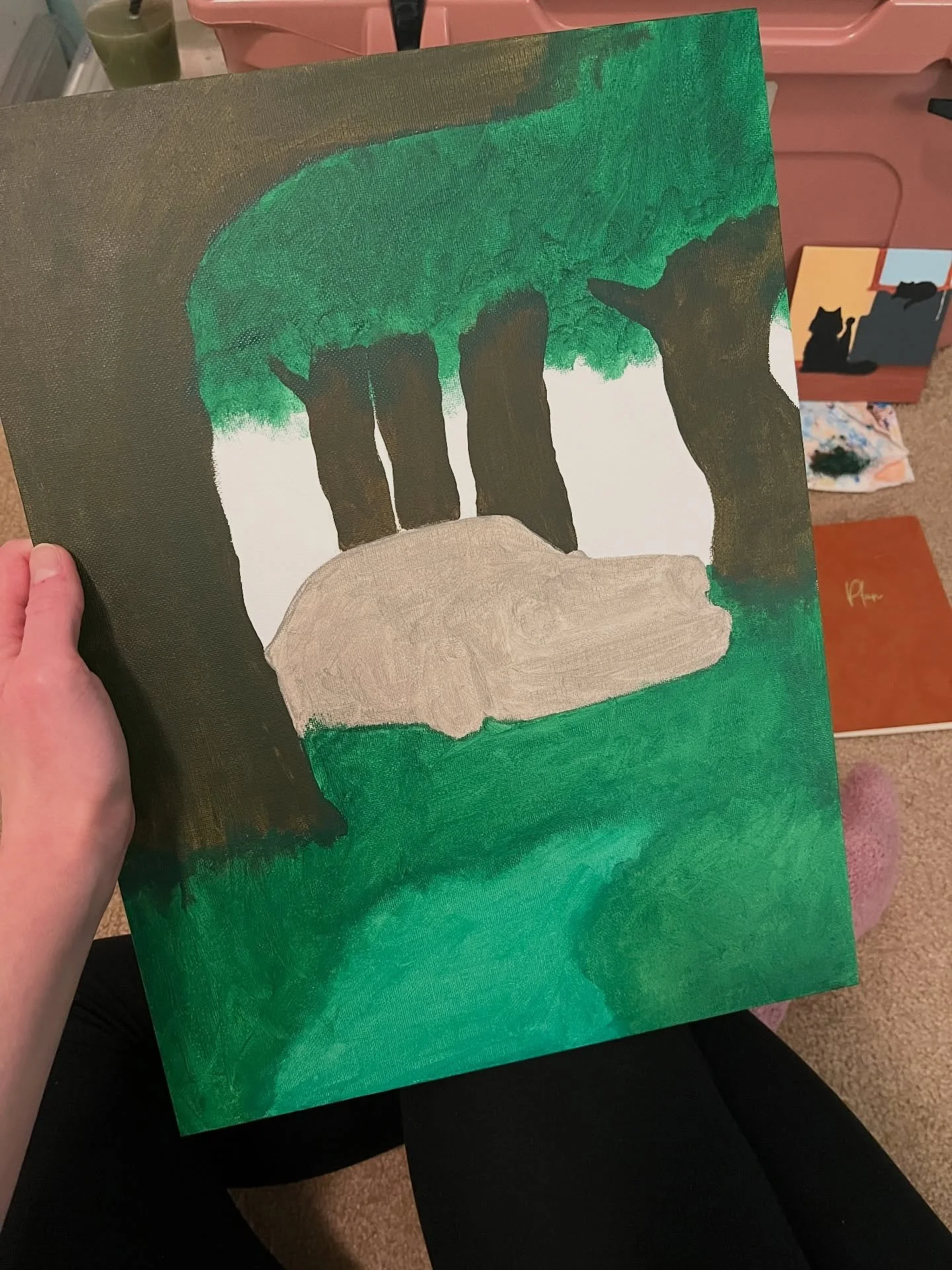 Humble beginnings 😂 it&rsquo;s gonna be fine, trust.
.
.
.
#acrylicpainting #porscheart #legendofzelda #botw #workinprogress