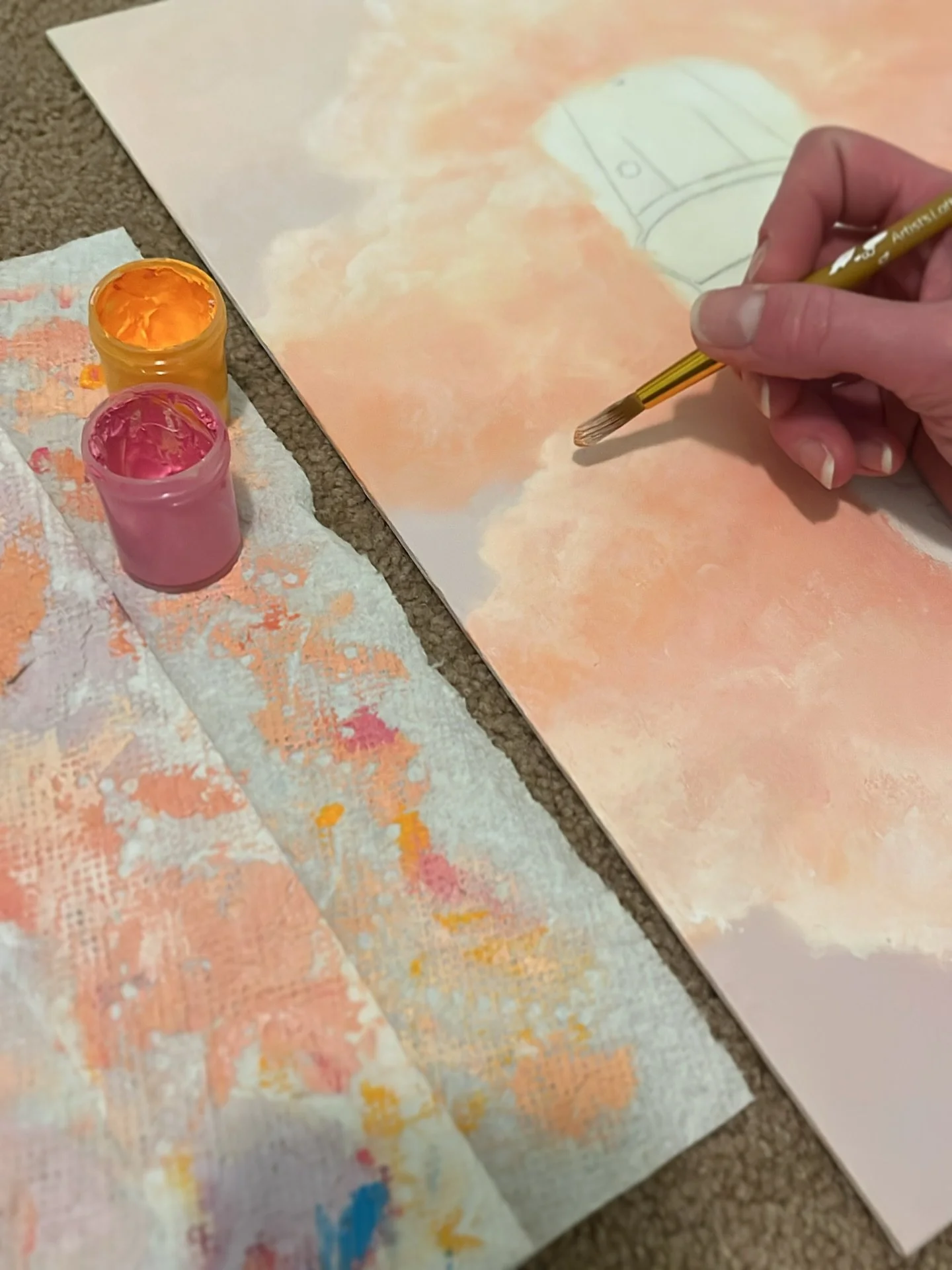 A good friend of mine once told me &ldquo;you gotta let the clouds cloud.&rdquo; And she was so right. ⛅️
.
.
.
#carpainting #porsche #porsche959 #acrylicpainting #clouds