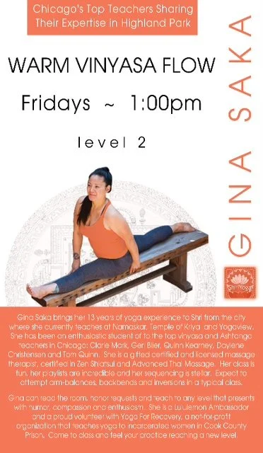 Gina Saka Shri Yoga flyer
