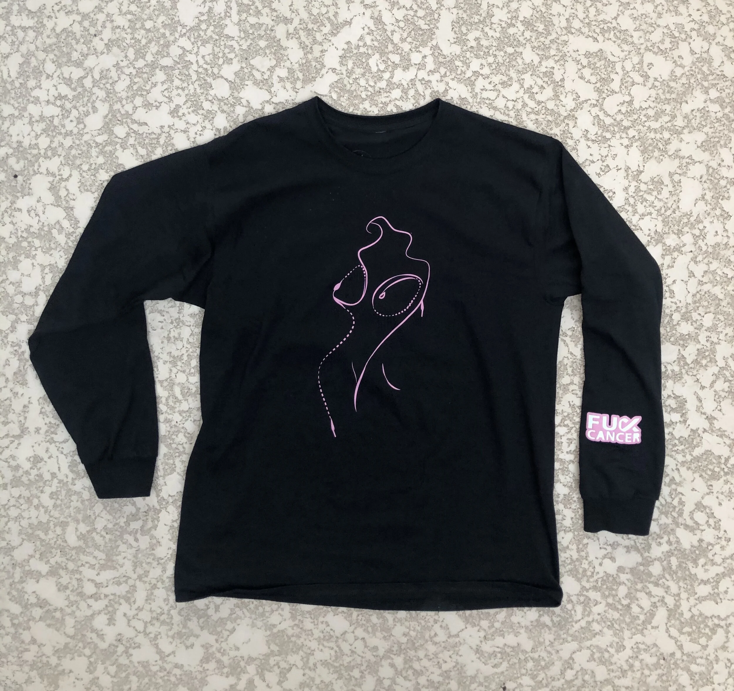 IMSIMPLYB x OFFICIALLY THREADED BREAST CANCER LONG SLEEVE SHIRT - Black