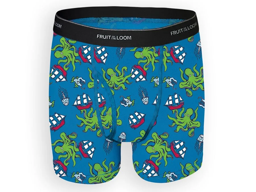 Sea monster themed pattern on children underwear
