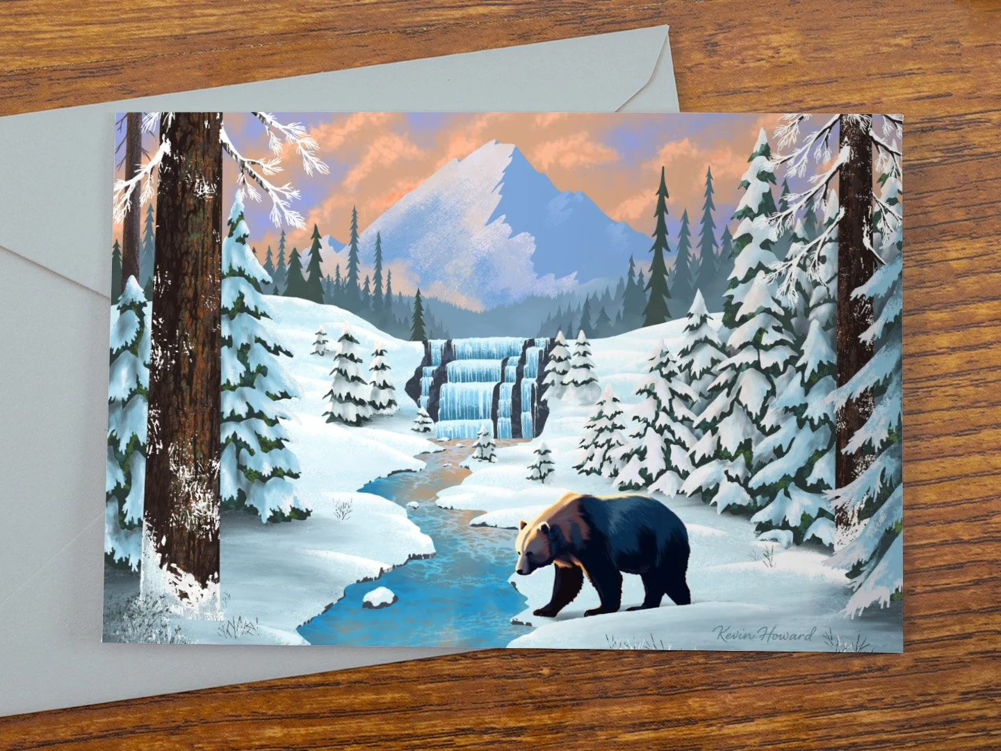 Bear Falls Illustration greeting card