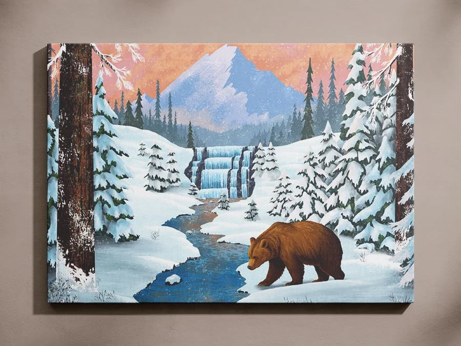 Bear Falls Illustration Cavas Art