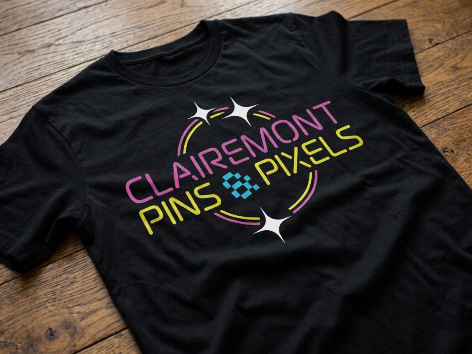 Clairemont Pins & Pixels logo shirt graphic