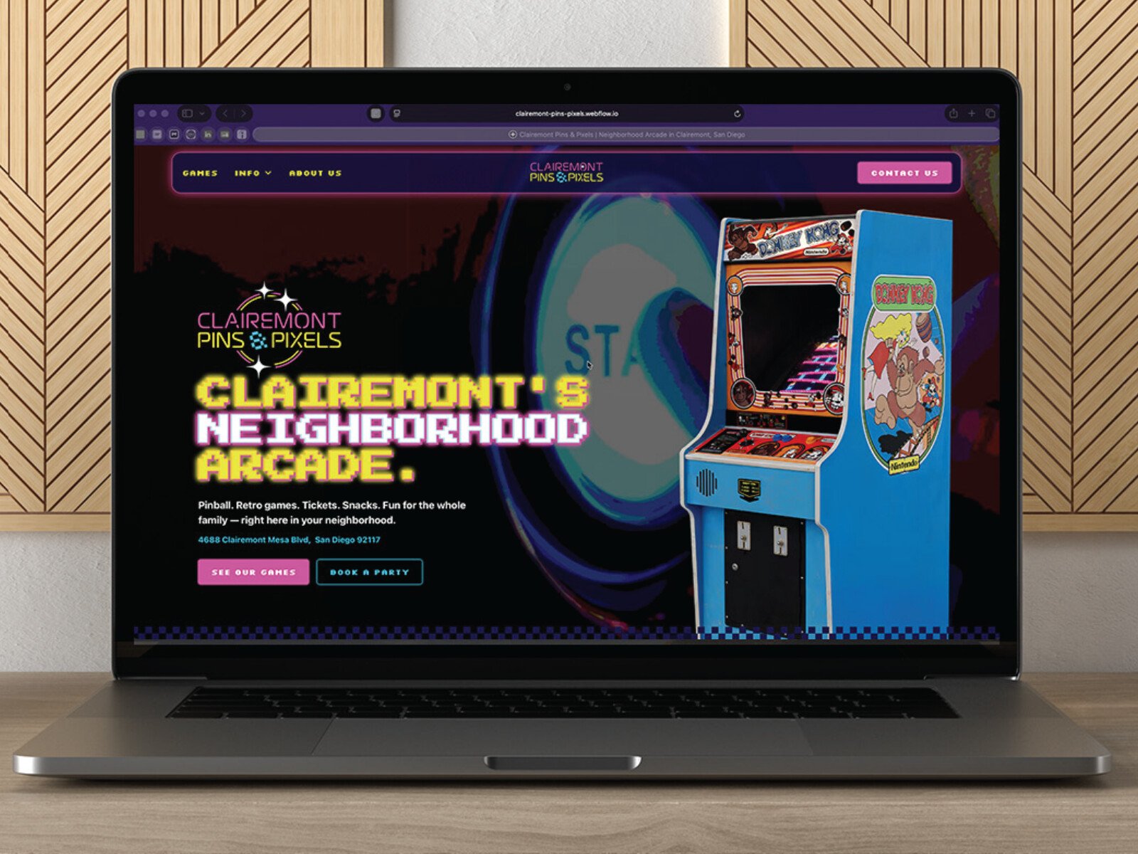 Clairemont Pins & Pixels website