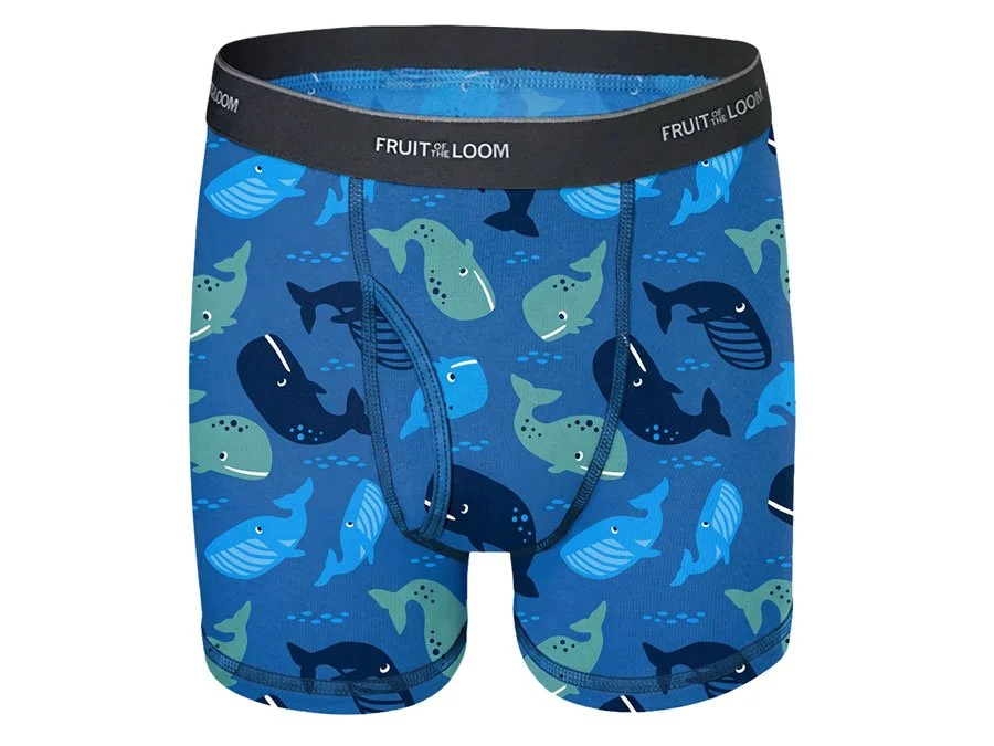 Whale themed patterns on children's underwear