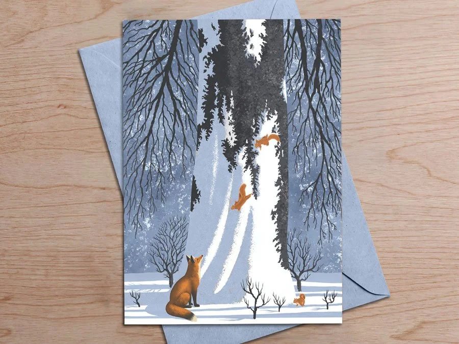 Fox and squirrel illustration