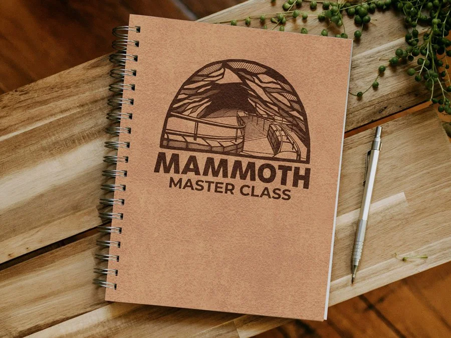 Mammoth Master Class logo on a notebook