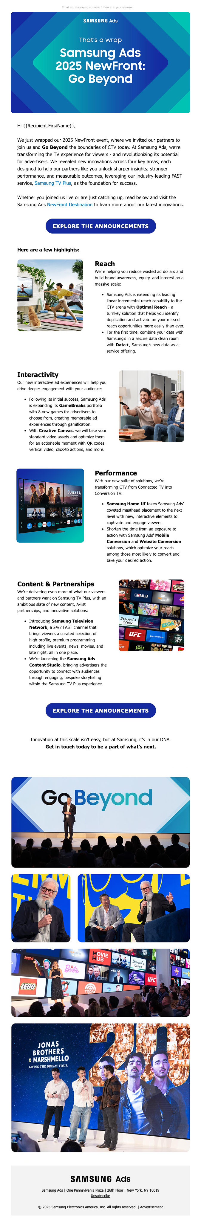 Samsung Ads 2025 NewFront - Post-Event Recap Newsletter