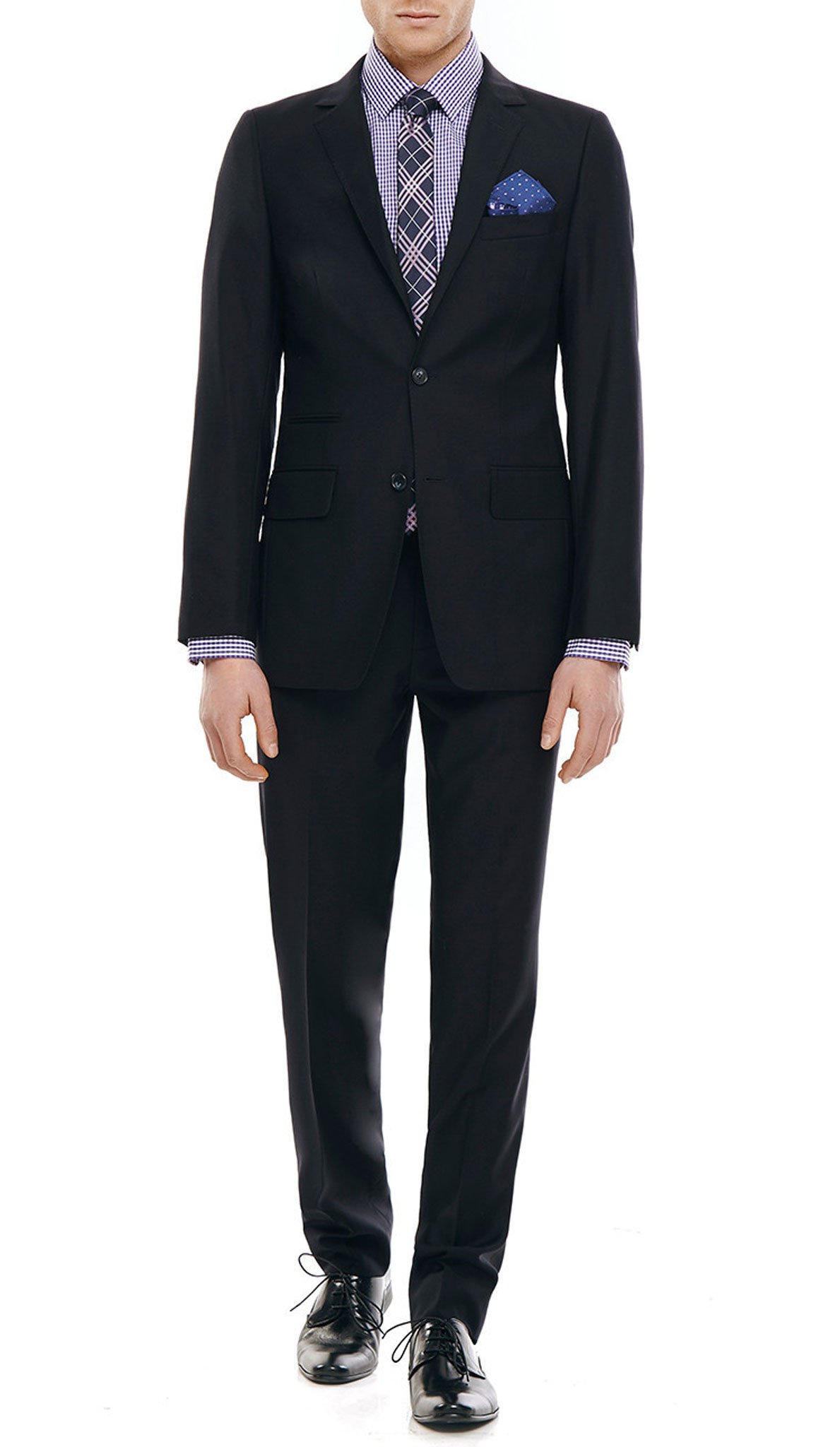 Boston Slim Fit Wool Suit in Black — Ron Menswear