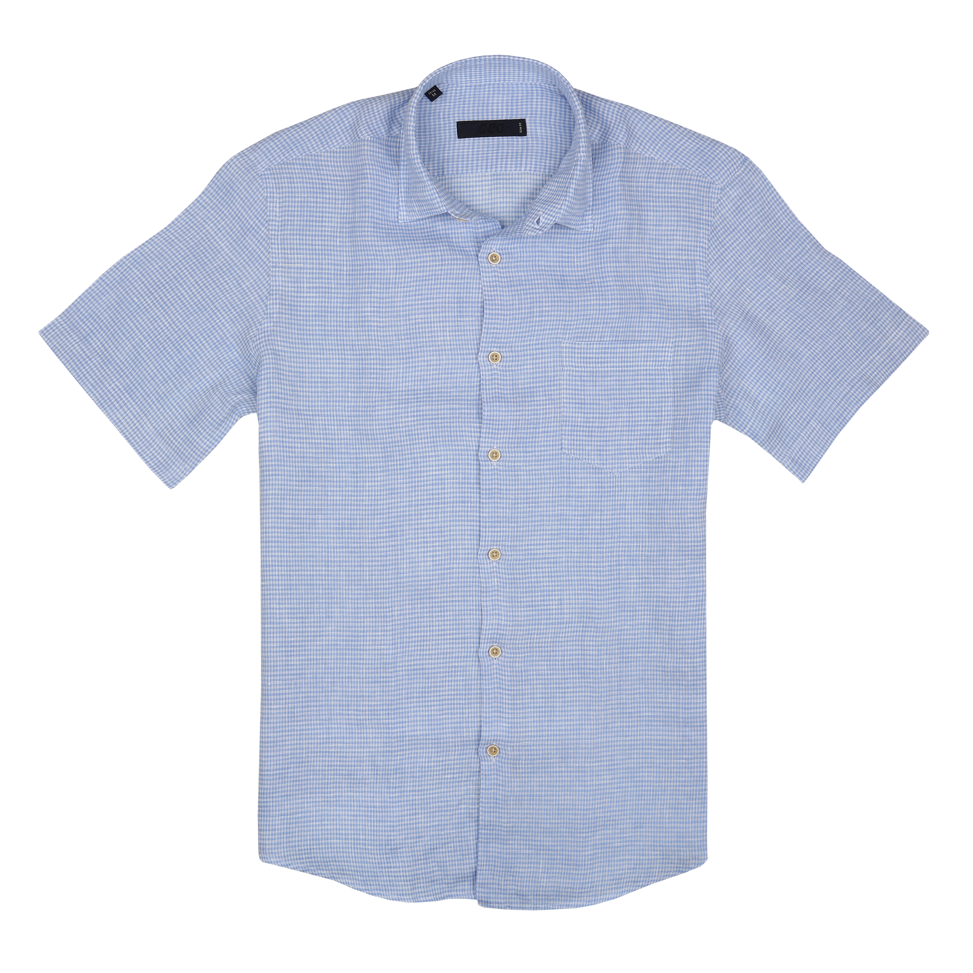CEO Short Sleeve Linen Shirt in Sky 