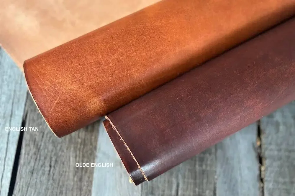 Horween Dublin, two vegetable tanned leathers, Olde English, English Tan (Copy)