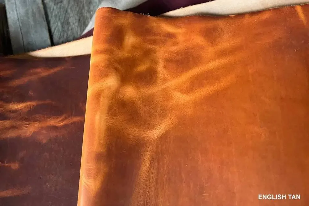 Horween Dublin Leather, color English Tan, with pull up (Copy)