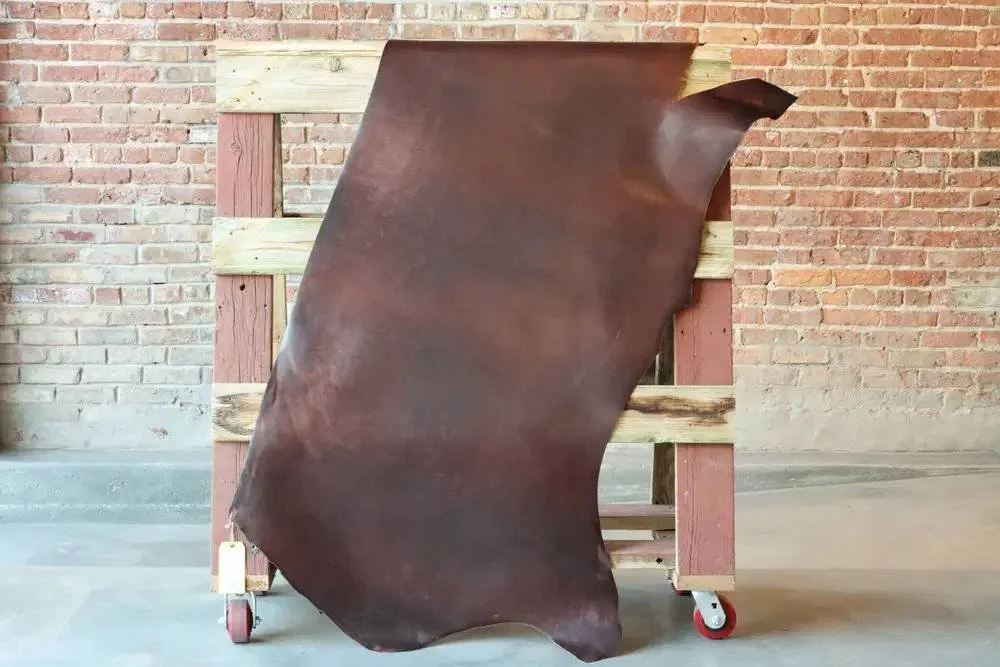 Side of Horween Dublin in the color Brown Nut (Copy)