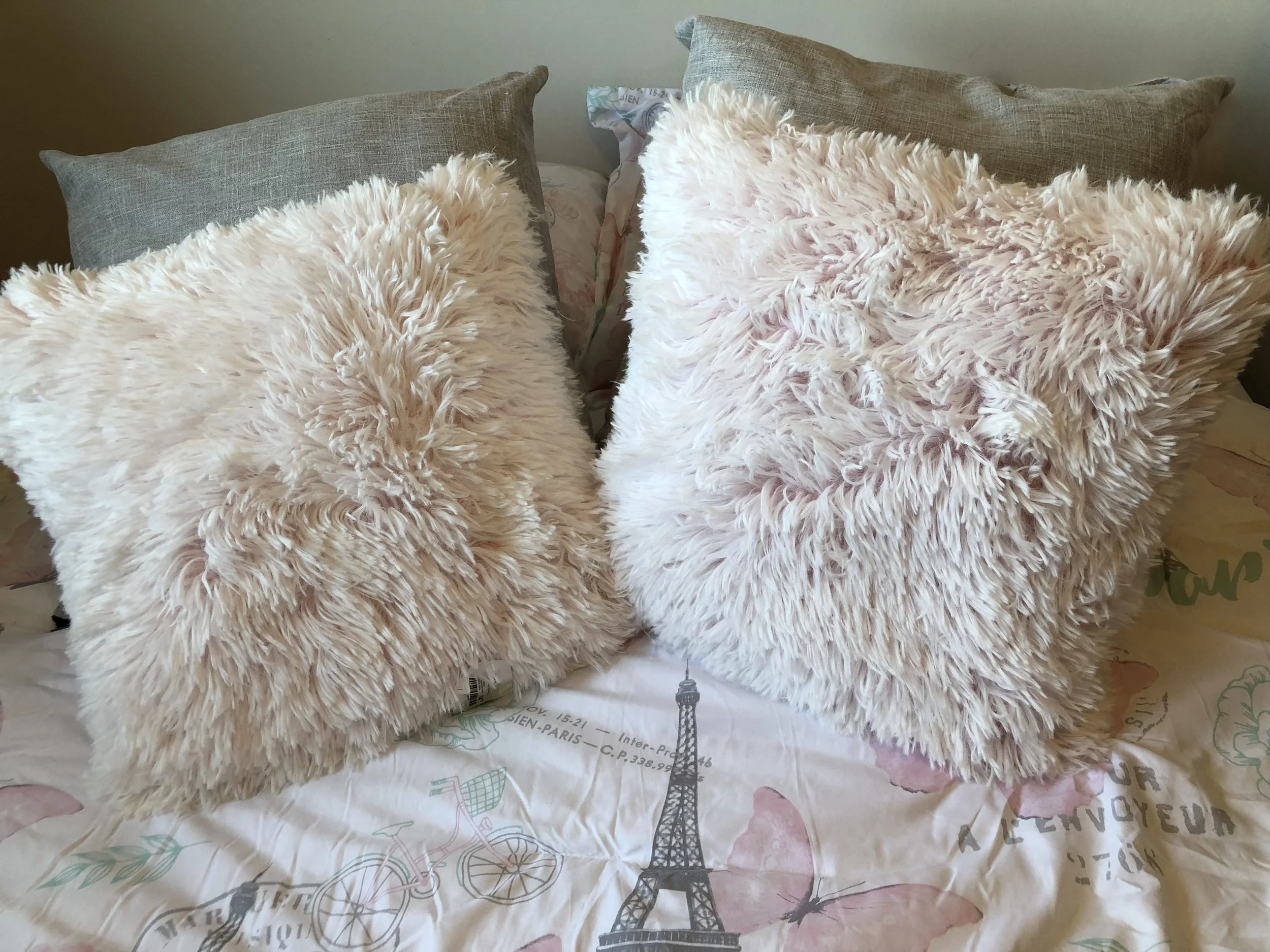 pink fluffy pillows