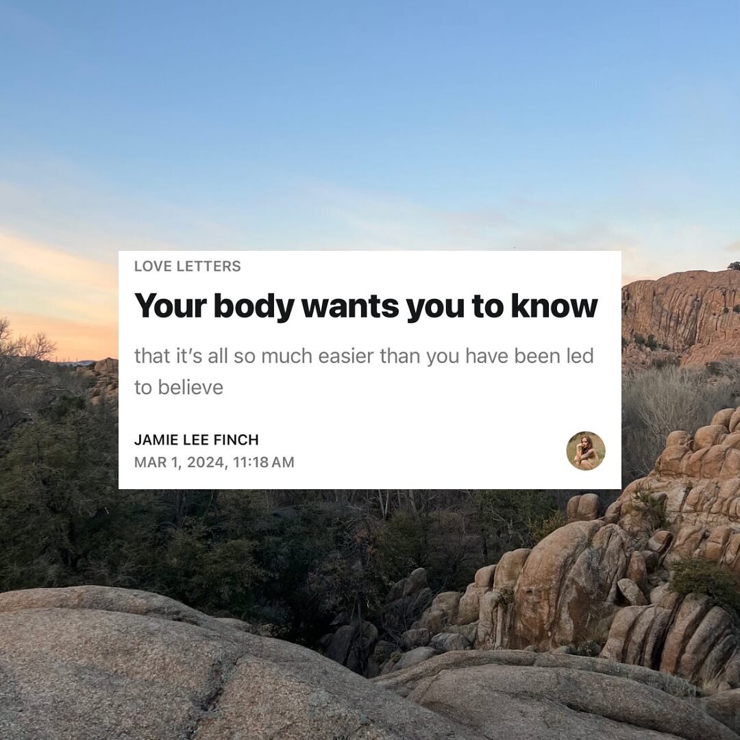 Your body wants you to know that it&rsquo;s all so much easier than you have been led to believe

(Some recent musings you can read in full over on Substack)