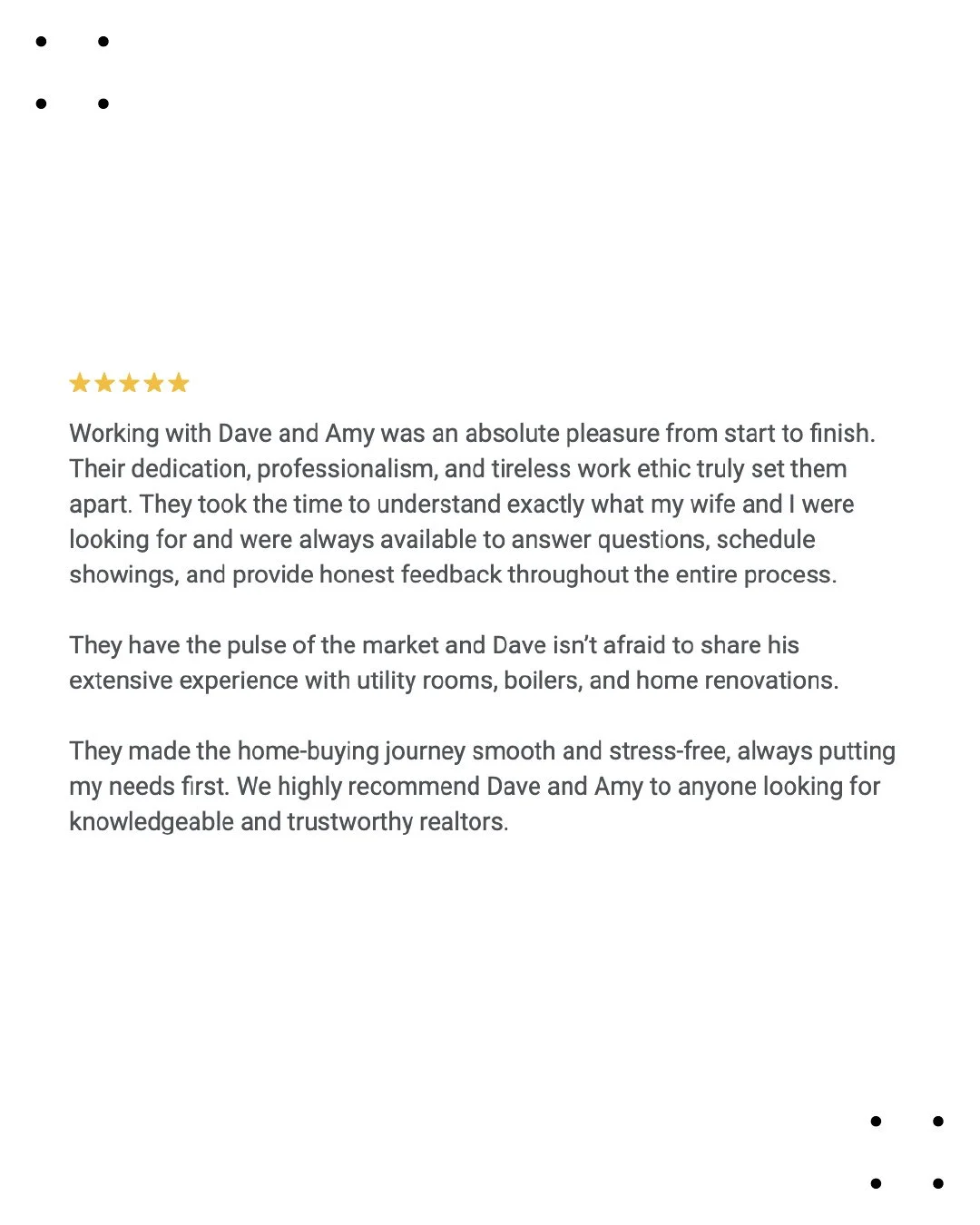 We&rsquo;re proud and honored to have 100+ five-star reviews. ⁠
⁠
Hearing about our clients&rsquo; experiences means the world to us and reminds us why we love what we do.⁠
⁠
We&rsquo;re committed to delivering the same level of care, expertise, and 