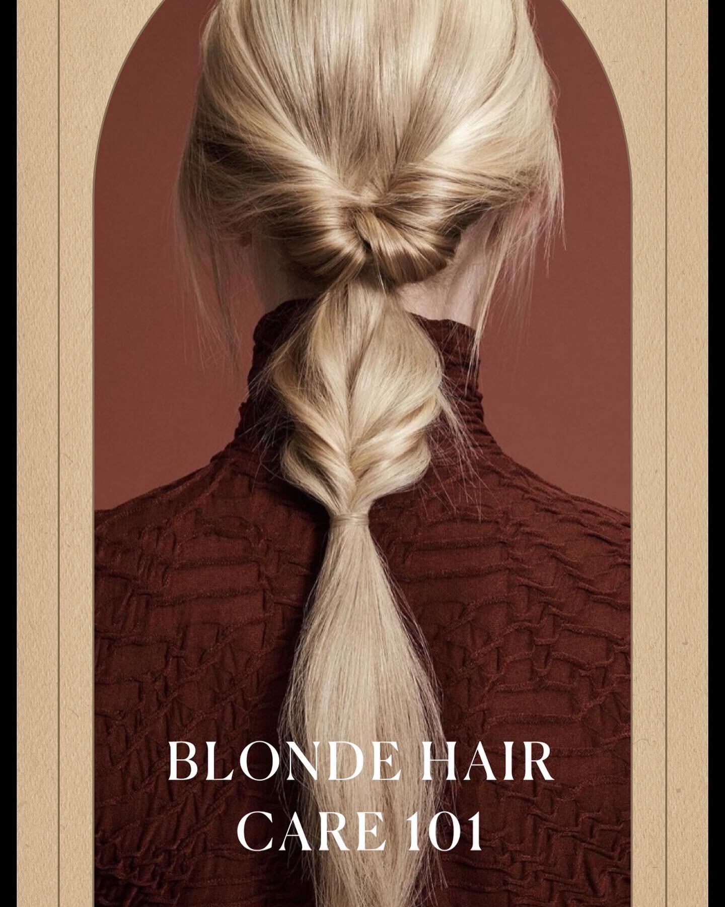 BLONDE HAIR CARE 101 👩🏼&zwj;🏫

Tips to maintain blonde:
&bull; Use toning shampoo
&bull; Load up on masks and treatments
&bull; Alternate between protein and moisture products
&bull; Protect your hair from heat
&bull; Get regular haircuts