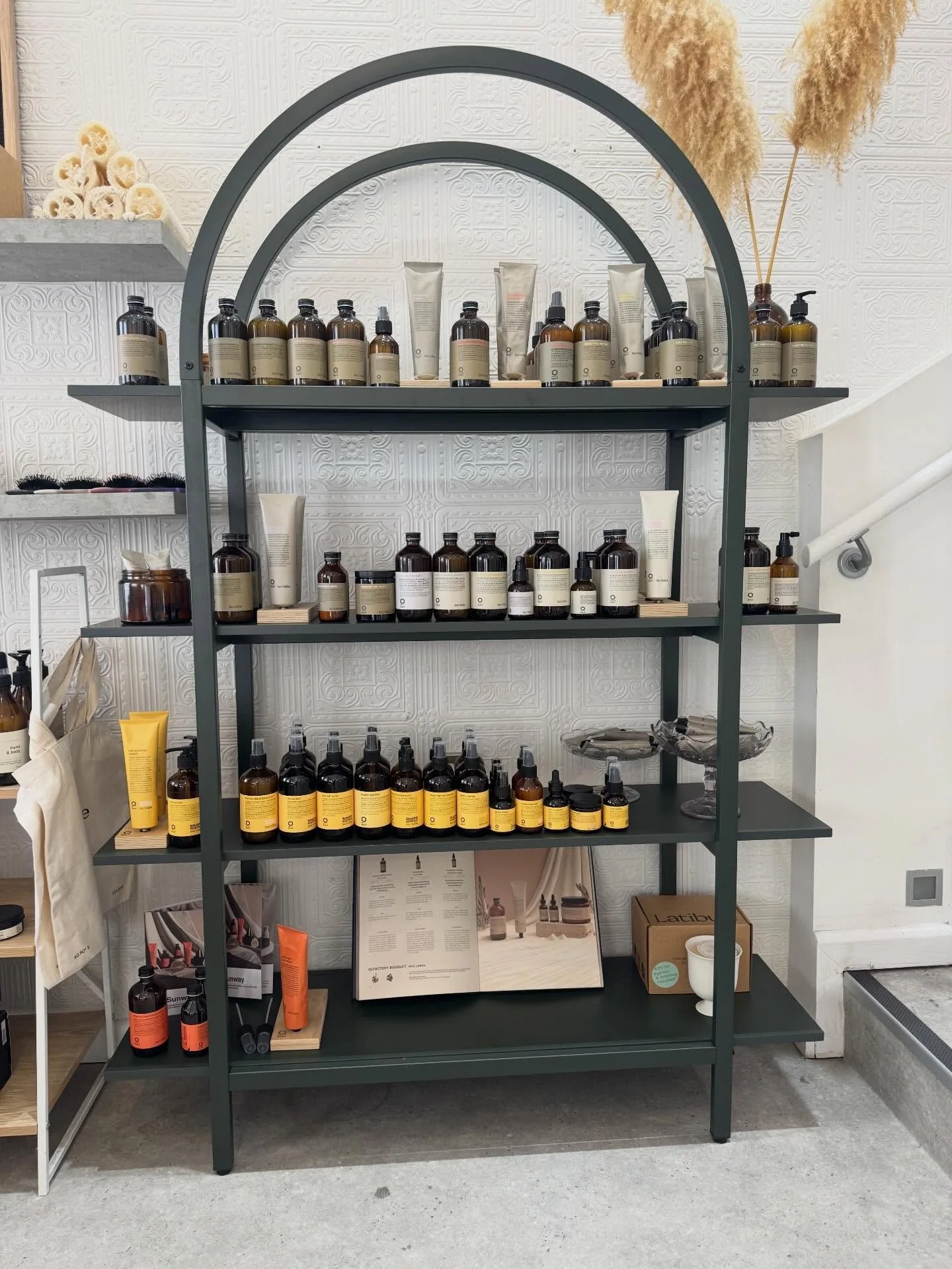 New Oway retail shelves 🤩 

After being in Italy I had a vision for a new retail shelving area. 
Shelf 1 of 2 is now complete and we are obsessed. 

And they are called Alfie 🥹 - IYKYN