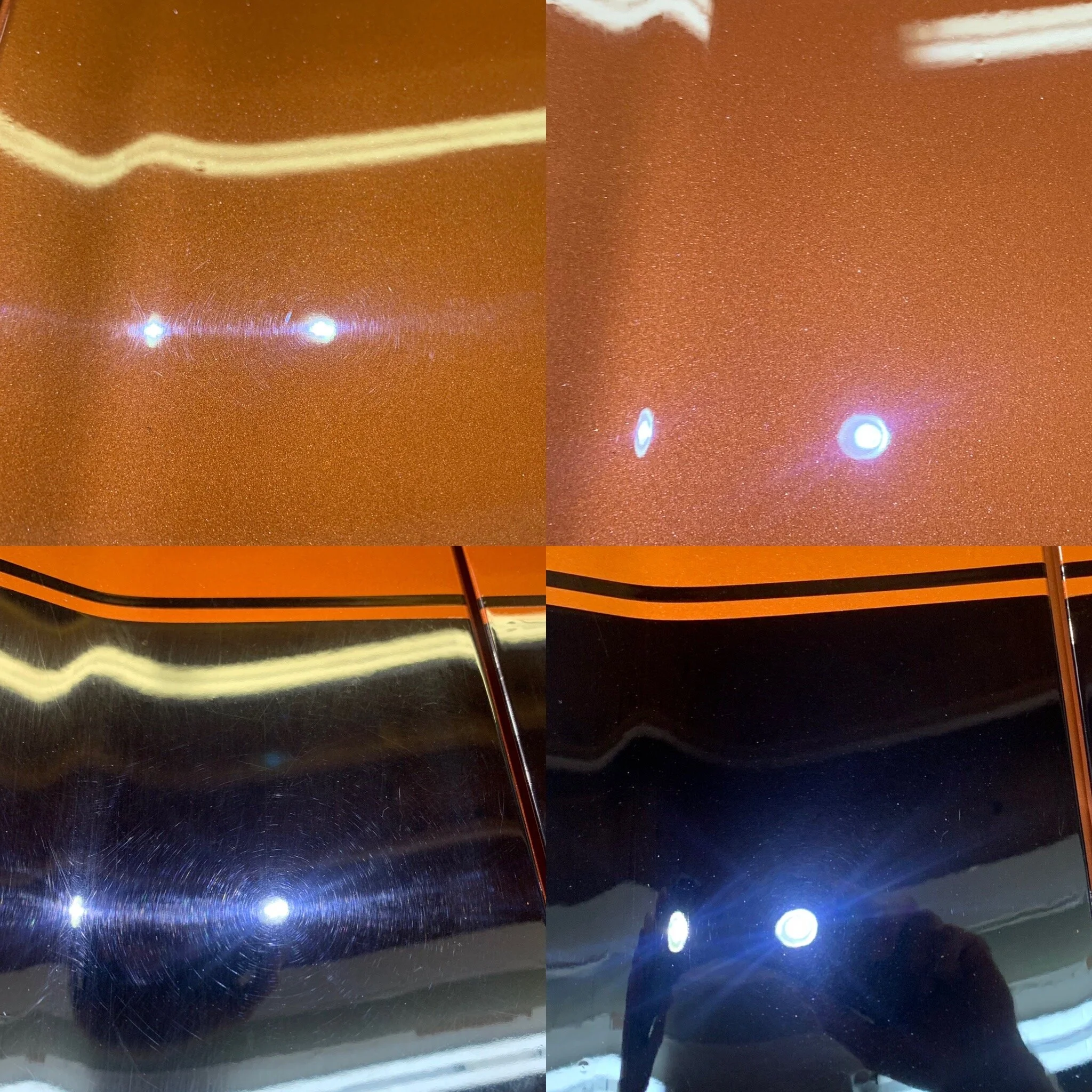 Before/after shots of the paint correction done on the Dodge Dart