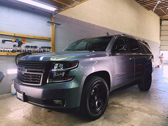 2019 Chevy Tahoe in for a chrome delete in 3M Matte Black.