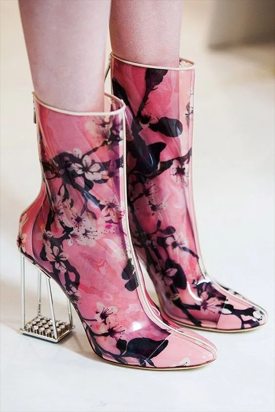Designer Pink Perspex Boots