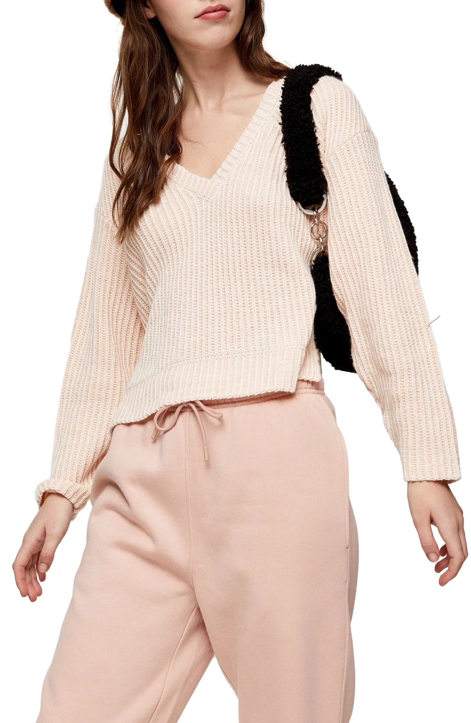 Topshop V-Neck Ribbed Sweater