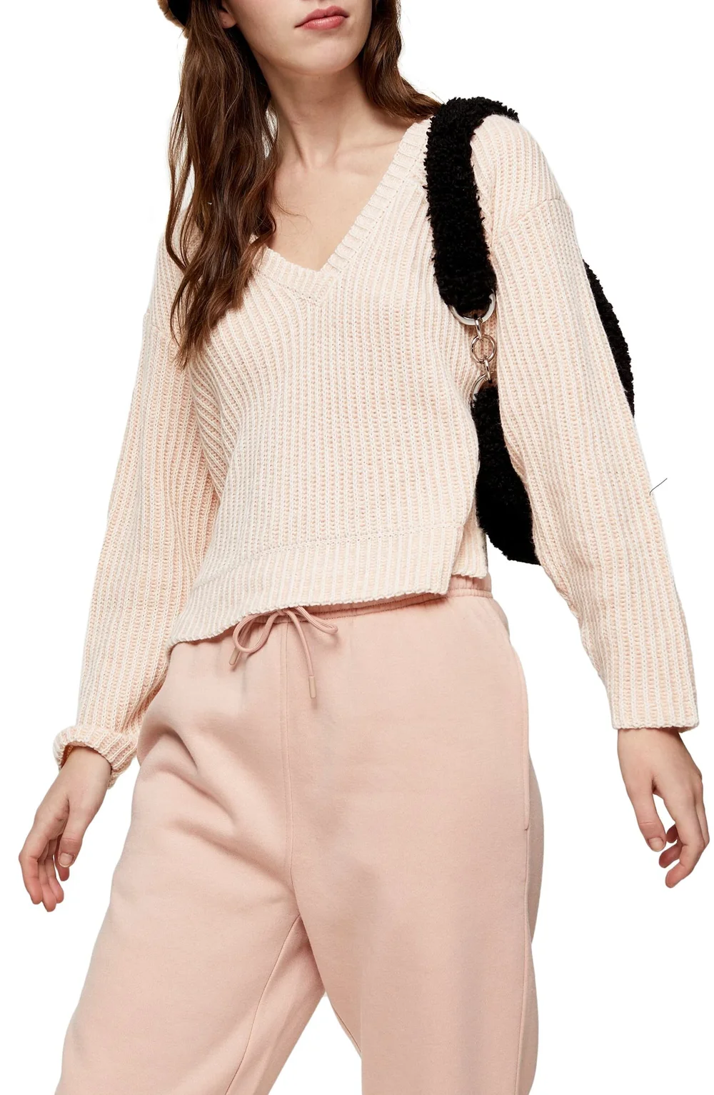 Topshop V-Neck Ribbed Sweater