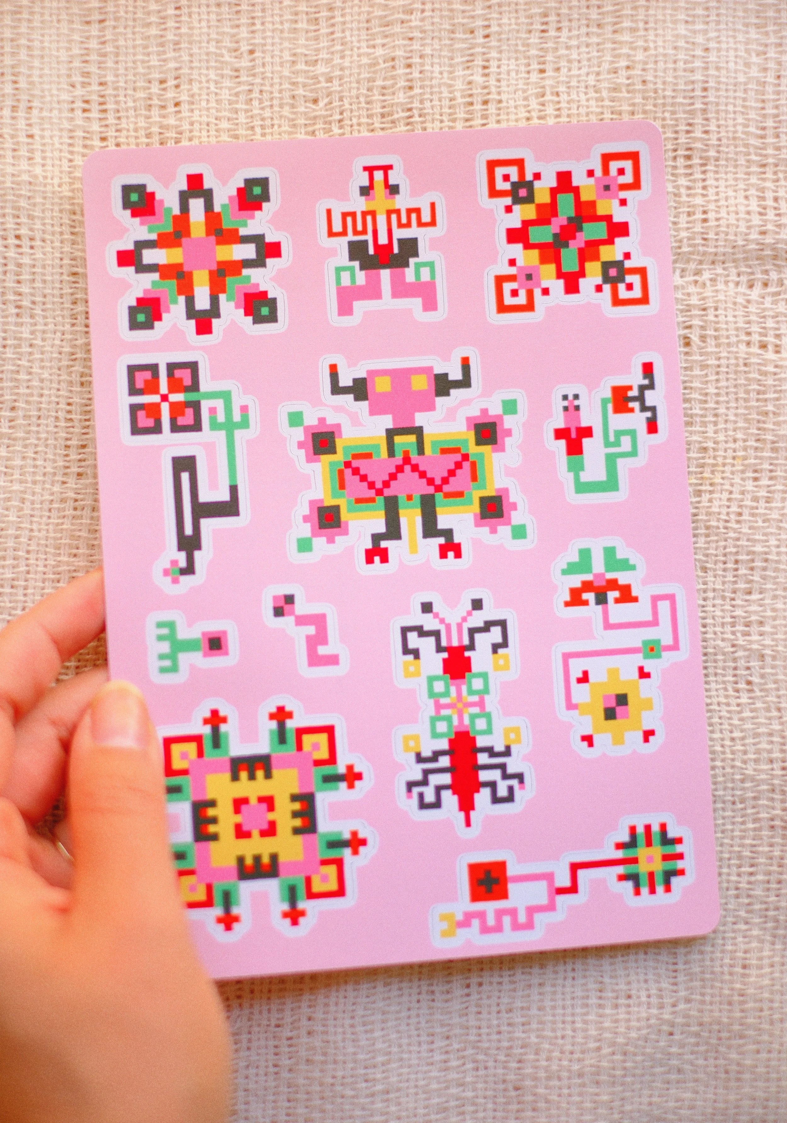 pixel creature sticker sheet