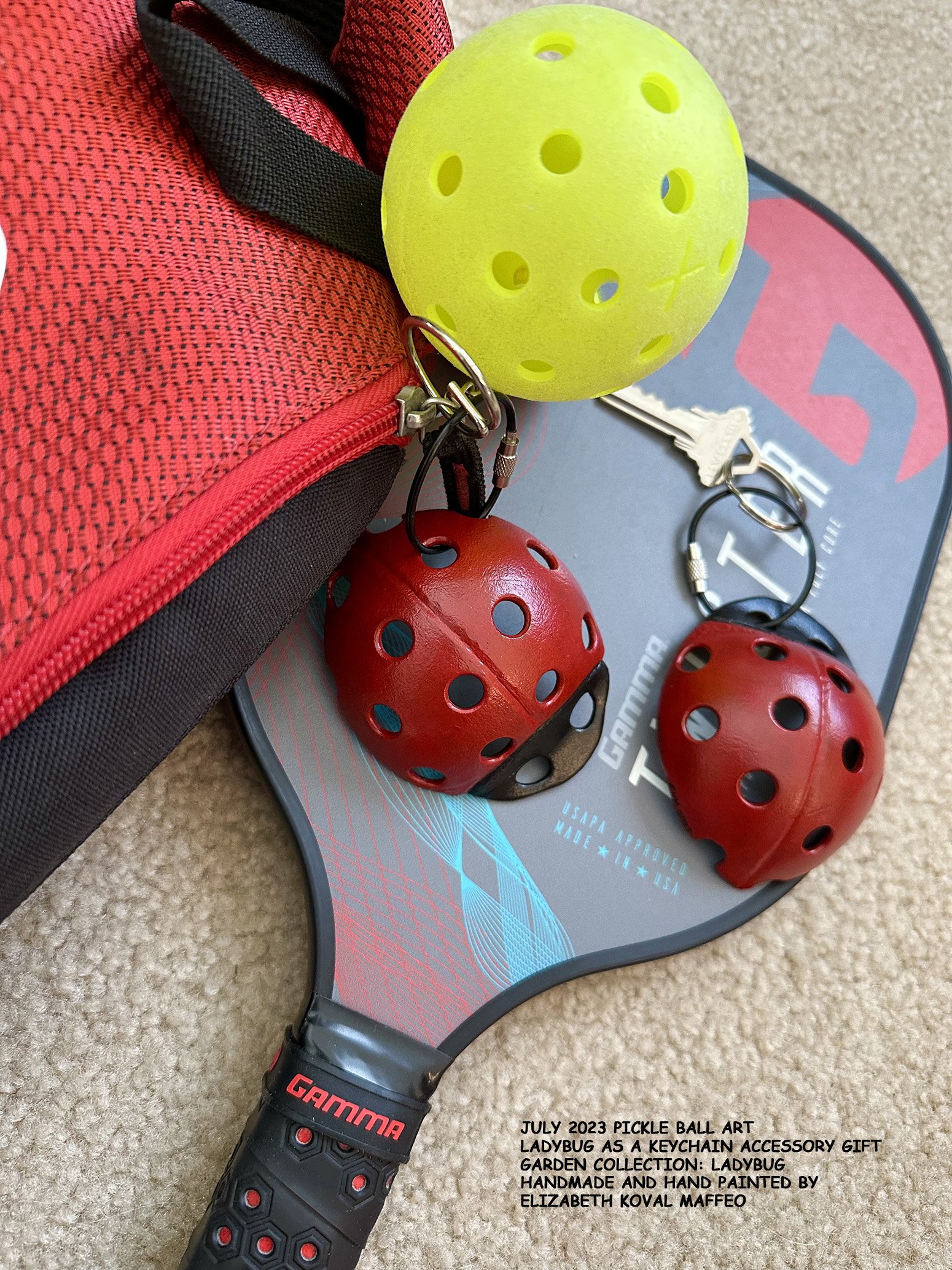 Handmade Recycled Pickleball Art -  Ladybug (Free-standing)