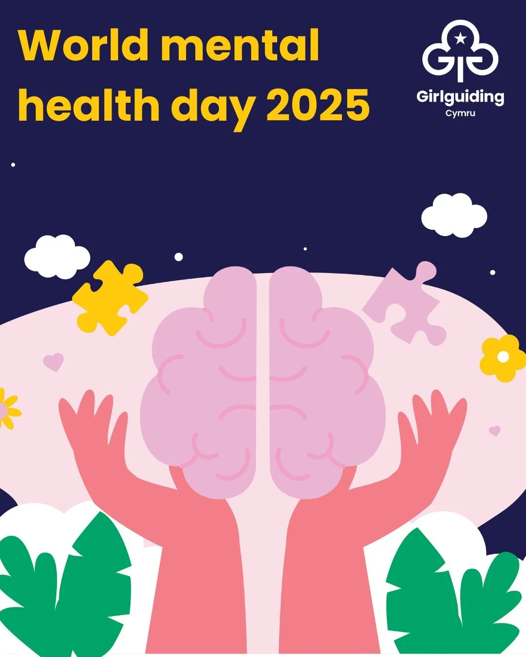 🌍💚 Today is World Mental Health Day 2025 💚

At Girlguiding Cymru, we know that looking after our mental health is just as important as looking after our physical health.

✨ For our girls, guiding is a safe space to make friends, grow in confidence