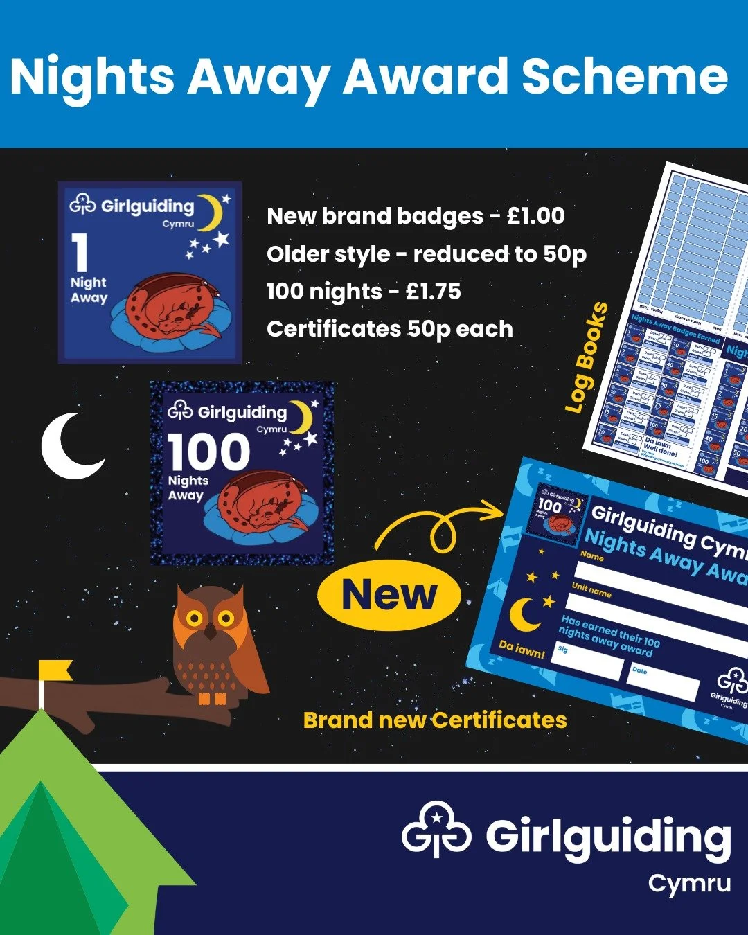 🌙✨ Nights Away &ndash; earn your badges, make memories! ✨🌙

Heading out on a camp, sleepover, or residential? Don&rsquo;t forget to record your adventure on your Nights Away Record Card!

Whether you&rsquo;re a Rainbow, Brownie, Guide, Ranger, Volu