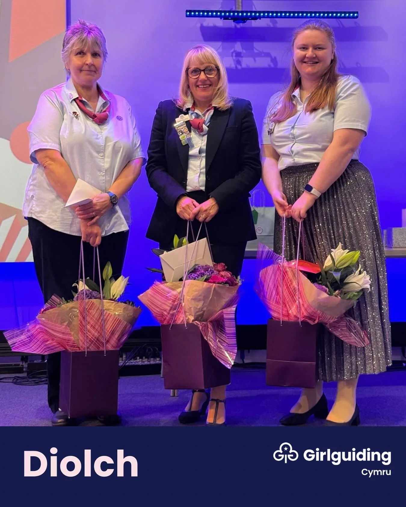 πDiolch! As we begin a new chapter for Girlguiding Cymru, we extend a heartfelt diolch to our outgoing Chief Commissioner team: Bev Martin, Sarah-Jane Burns, and Alice Cleave, for their outstanding leadership, dedication, and commitment over the pas