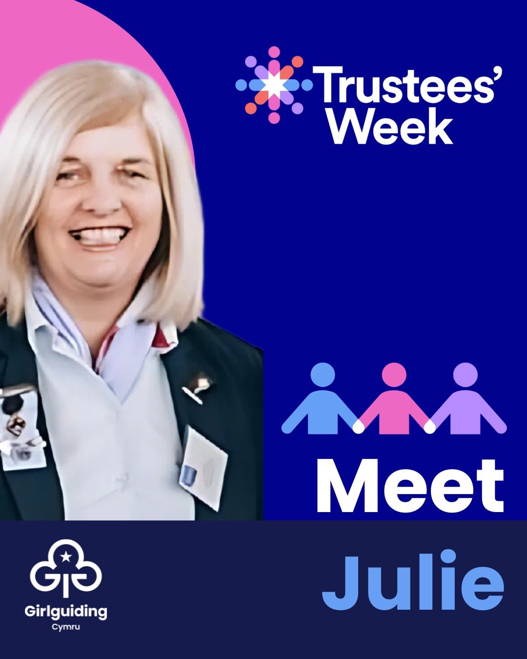 🩷Meet Julie 💙
As part of Trustees&rsquo; Week, we&rsquo;re celebrating the incredible volunteers who help shape the future of Girlguiding Cymru.

Julie, as well as being a Brownie leader, is one of our amazing trustees who plays a vital role in ens