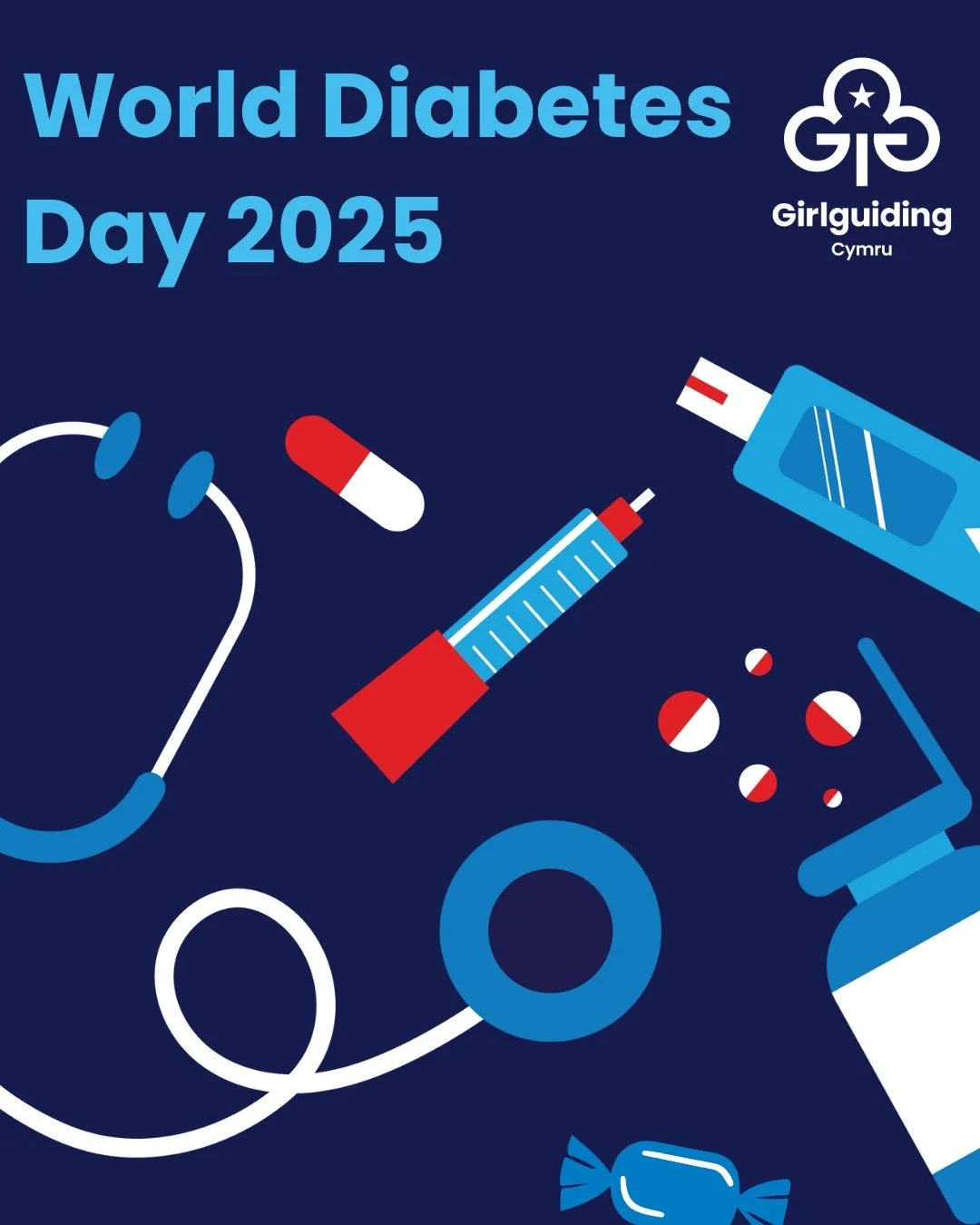 🌍 Today is World Diabetes Day! 💙
Did you know millions of people around the world live with diabetes every day? Whether Type 1 or Type 2, diabetes affects how the body uses sugar for energy.

At Girlguiding Cymru we celebrate the resilience of our 