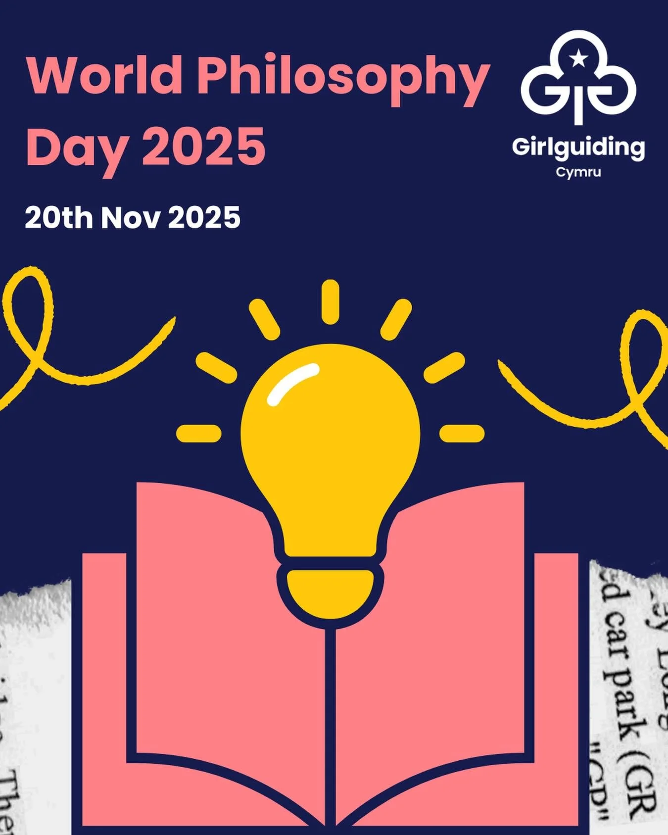 🌍✨ Happy World Philosophy Day 2025 from Girlguiding Cymru! ✨🌍

Today we celebrate the power of big questions, bold ideas, and curious minds.
In Girlguiding Cymru, we believe every girl deserves the chance to explore the world, challenge assumptions