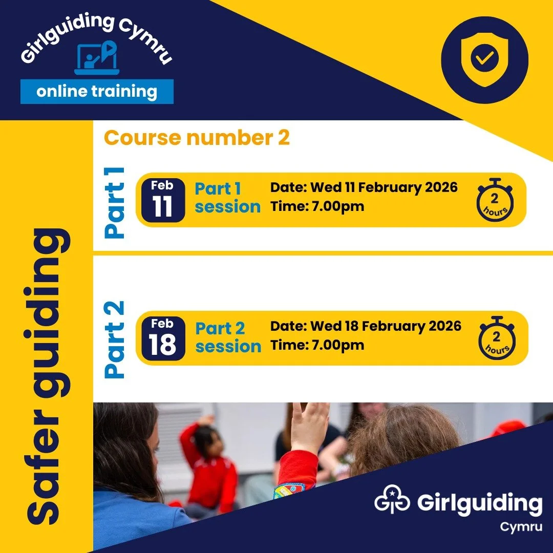 📆 Get ready to grow, connect, and lead with confidence.

Our Girlguiding Cymru virtual training courses for leaders are back for January to March 2026, packed with inspiring sessions to support you in your Girlguiding journey.

Book your training se