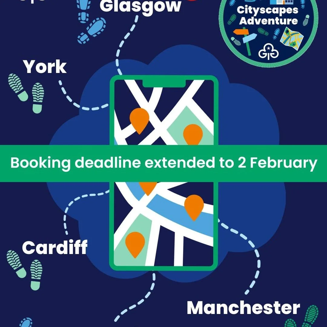 🌟 Girlguiding Cymru &ndash; don&rsquo;t miss out! The booking deadline for Cityscapes Adventure has been extended to 2 February, so there&rsquo;s still time to grab your spot!

📍 Cardiff is calling! Cityscapes Adventure is coming to Cardiff, Glasgo