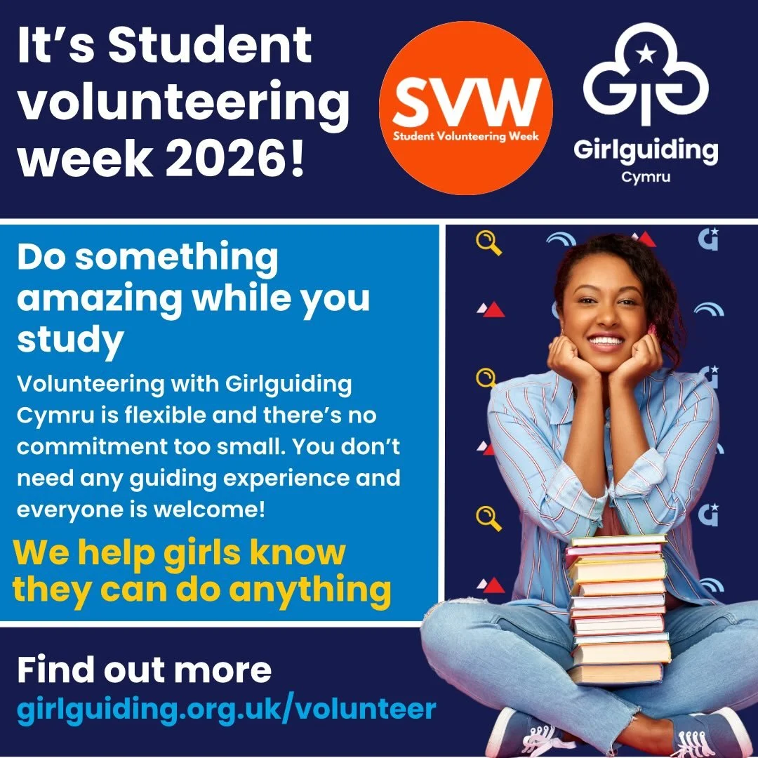 🎓✨ Student Volunteering Week 2026 ✨🎓

Studying in Wales? Looking to do something amazing alongside your studies?

This #StudentVolunteeringWeek, discover how you can inspire girls, build your confidence, and gain real-life skills that look incredib
