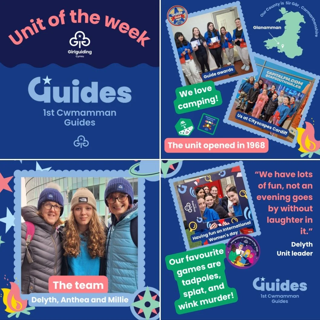 🌟 Girlguiding Cymru: Unit of the Week 🌟

We&rsquo;re excited to kick off our very first Girlguiding Cymru Unit of the Week! Every Monday, we&rsquo;ll be shining a spotlight on one of our amazing units and celebrating the fun, friendship, and advent