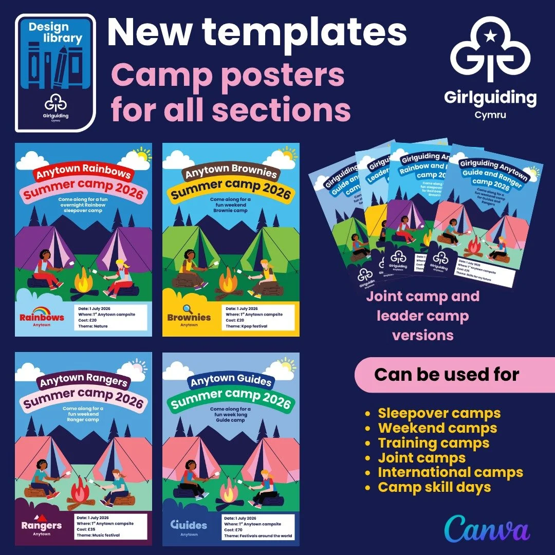 🎉 NEW Camp Posters are here! 🏕️
We&rsquo;re excited to share our brand new camp poster templates, designed to make promoting your next adventure quick, easy and on-brand 💚
✨ Editable in Canva, even with a free account.
✨ Perfect for all sections a